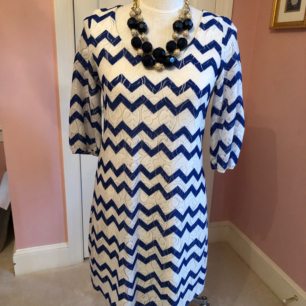 Ladies Peach Love & Cream Chevron Dress Size Small
